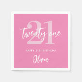 Modern rosa Elegant 21. Geburtstag Serviette (Vorderseite)