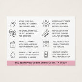 Modern rosa Eyebrow Tint Aftercare Card (Rückseite)