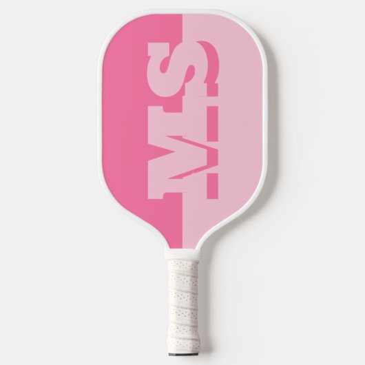 Modern rosa fett Anfangsmonogramm Pickleball Schläger (Vorderseite)