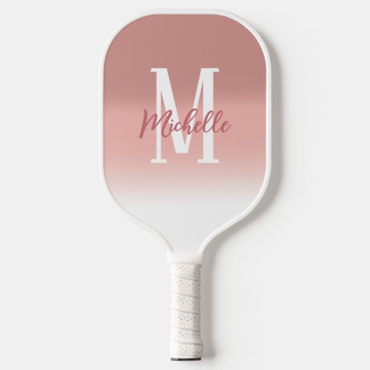 Modern rosa fett Monogramm Pickleball Schläger (Vorderseite)