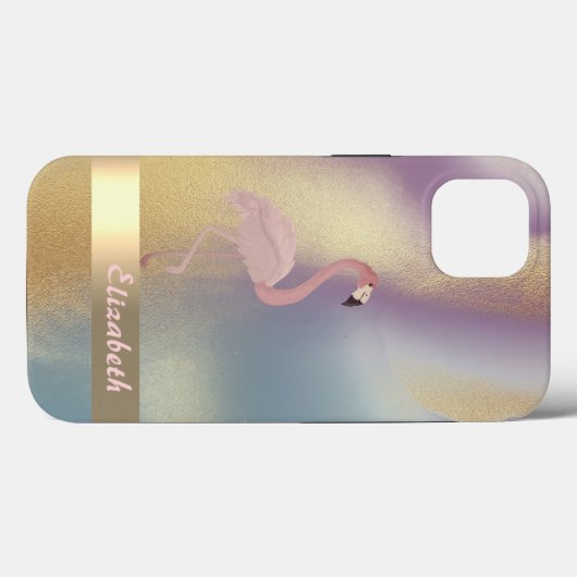 Modern rosa Flamingo farbenfroh Gold Case-Mate iPhone Hülle (Rückseite (Horizontal))