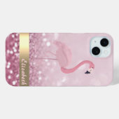 Modern rosa Flamingo Glitzer Bokeh - Personalisier Case-Mate iPhone Hülle (Rückseite (Horizontal))
