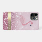 Modern rosa Flamingo Glitzer Bokeh - Personalisier Case-Mate iPhone Hülle (Rückseite (Horizontal))