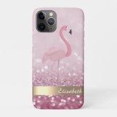 Modern rosa Flamingo Glitzer Bokeh - Personalisier Case-Mate iPhone Hülle (Rückseite)