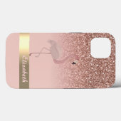 Modern rosa Flamingo Glitzer Sequin Case-Mate iPhone Hülle (Rückseite (Horizontal))
