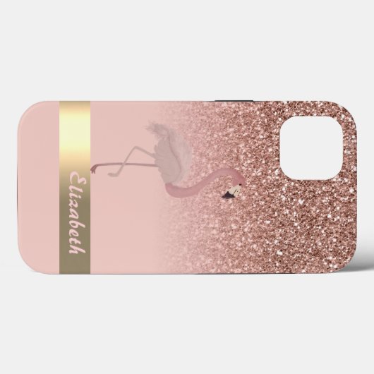 Modern rosa Flamingo Glitzer Sequin Case-Mate iPhone Hülle (Rückseite (Horizontal))