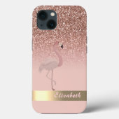 Modern rosa Flamingo Glitzer Sequin Case-Mate iPhone Hülle (Rückseite)