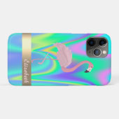 Modern rosa Flamingo Holographic - Personalisiert Case-Mate iPhone Hülle (Rückseite (Horizontal))