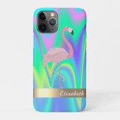 Modern rosa Flamingo Holographic - Personalisiert Case-Mate iPhone Hülle (Rückseite)