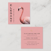 Modern rosa Flamingo Minimalistisch Quadratische Visitenkarte (Vorne/Hinten)