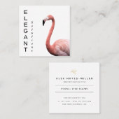 Modern rosa Flamingo Minimalistisch Quadratische Visitenkarte (Vorne/Hinten)
