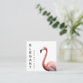 Modern rosa Flamingo Minimalistisch Quadratische Visitenkarte (Stehend Vorderseite)