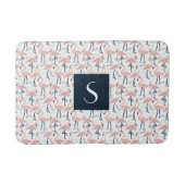 Modern rosa Flamingo Monogram Badematte (Vorderseite)