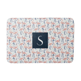 Modern rosa Flamingo Monogram Badematte