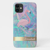 Modern rosa Flamingo Opal Iridescent Case-Mate iPhone Hülle (Rückseite)