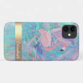 Modern rosa Flamingo Opal Iridescent Case-Mate iPhone Hülle (Rückseite (Horizontal))