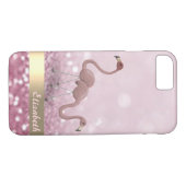 Modern rosa Flamingos Glitzer Bokeh - Personalisie Case-Mate iPhone Hülle (Rückseite (Horizontal))