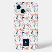 Modern rosa Flamingos Monogram Case-Mate iPhone Hülle (Rückseite)