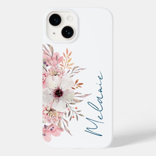 Modern rosa Floral Case-Mate iPhone Hülle (Rückseite)