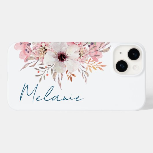 Modern rosa Floral Case-Mate iPhone Hülle (Rückseite (Horizontal))