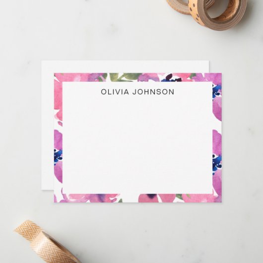 Modern rosa florale Flora Karte (Vorderseite/Rückseite Beispiel)