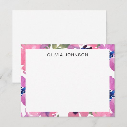 Modern rosa florale Flora Karte (Vorne/Hinten)