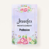 Modern rosa, florale Rahmenfarben Ausweis (Rückseite)