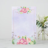 Modern rosa, florale Rahmenfarben Briefpapier (Stehend Vorderseite)