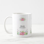 Modern rosa, florale Rahmenfarben Kaffeetasse (Links)