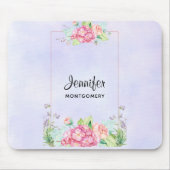 Modern rosa, florale Rahmenfarben Mousepad (Vorne)