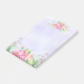 Modern rosa, florale Rahmenfarben Post-it Klebezettel (angewinkelt)