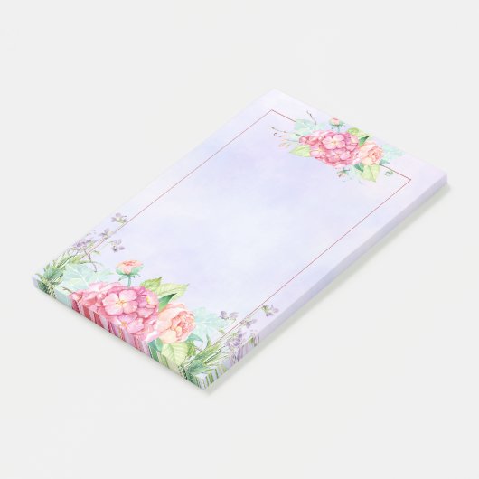 Modern rosa, florale Rahmenfarben Post-it Klebezettel (angewinkelt)