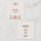 Modern rosa, florale Rahmenfarben Quadratische Visitenkarte (Vorne/Hinten)