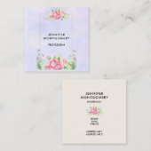 Modern rosa, florale Rahmenfarben Quadratische Visitenkarte (Vorne/Hinten)