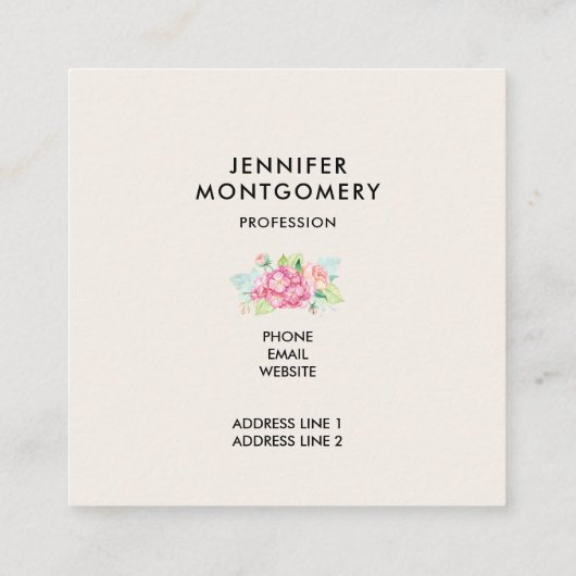 Modern rosa, florale Rahmenfarben Quadratische Visitenkarte (Rückseite)