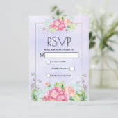 Modern rosa, florale Rahmenfarben RSVP Karte (Stehend Vorderseite)