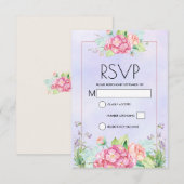 Modern rosa, florale Rahmenfarben RSVP Karte (Vorne/Hinten)