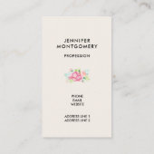 Modern rosa, florale Rahmenfarben Visitenkarte (Rückseite)