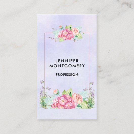Modern rosa, florale Rahmenfarben Visitenkarte (Vorderseite)