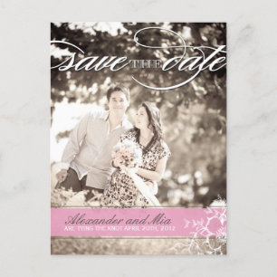 Modern rosa florale Save the Date Ankündigungspostkarte