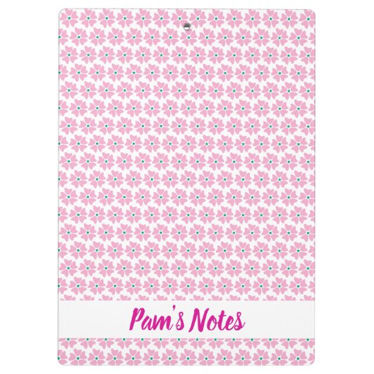 Modern rosa floraler Name Klemmbrett (Rückseite)