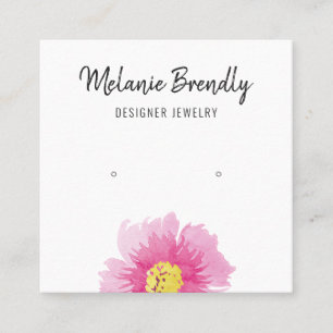 Modern rosa floraler Ohrring Display Business Card Quadratische Visitenkarte