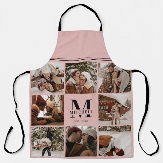 Modern rosa FotoCollage | Monogramm-Geschenk Schürze (Vorderseite)