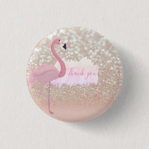 Modern rosa Funkelnd Flamingo, vielen Dank Button