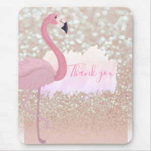 Modern rosa Funkelnd Flamingo, vielen Dank Mousepad