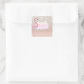 Modern rosa Funkelnd Flamingo, vielen Dank Quadratischer Aufkleber (Tasche)
