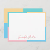 Modern rosa, gelb, blau, grüne Schriftzeichen Mitteilungskarte (Vorne/Hinten)