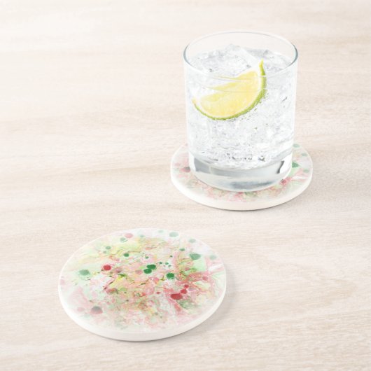 Modern rosa, gelb-grün Abstraktes Template Getränkeuntersetzer (Seite)