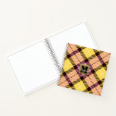 Modern rosa gelb Kariertes Tartan Leder Monogramm Notizblock (Innenseite)