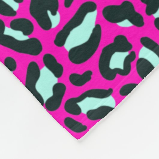 Modern rosa Geparden Leopard Tierdruck Fleecedecke (Ecke)